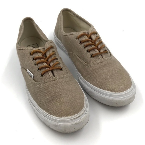 Vans Tan Canvas Classic Low Leather Laces Skate Shoes Size 10 - Picture 2 of 6